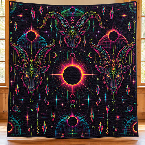 Neon Horn Eclipse Quilt Blanket