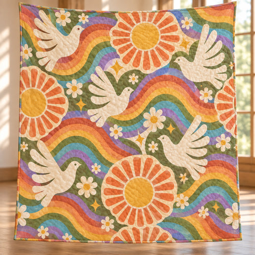 Seventies Dove Daydream Quilt Blanket