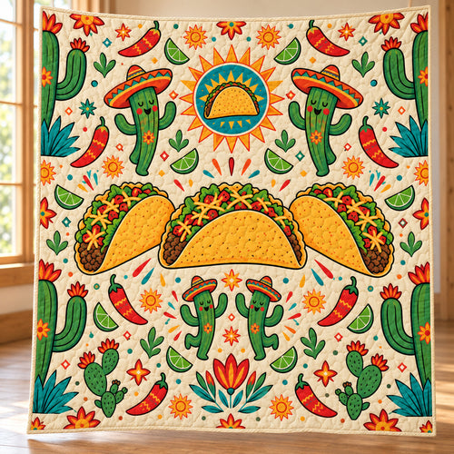 Saguaro Taco Fiesta Quilt Blanket