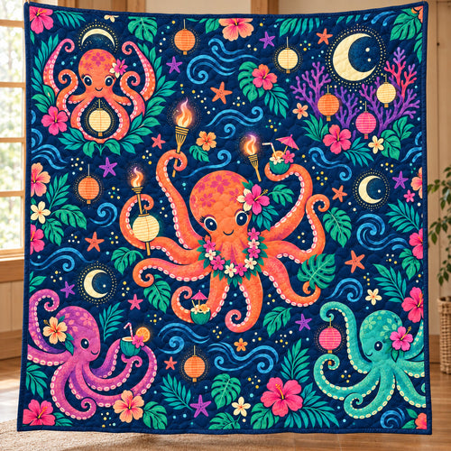 Eight Arms After Dark Quilt Blanket