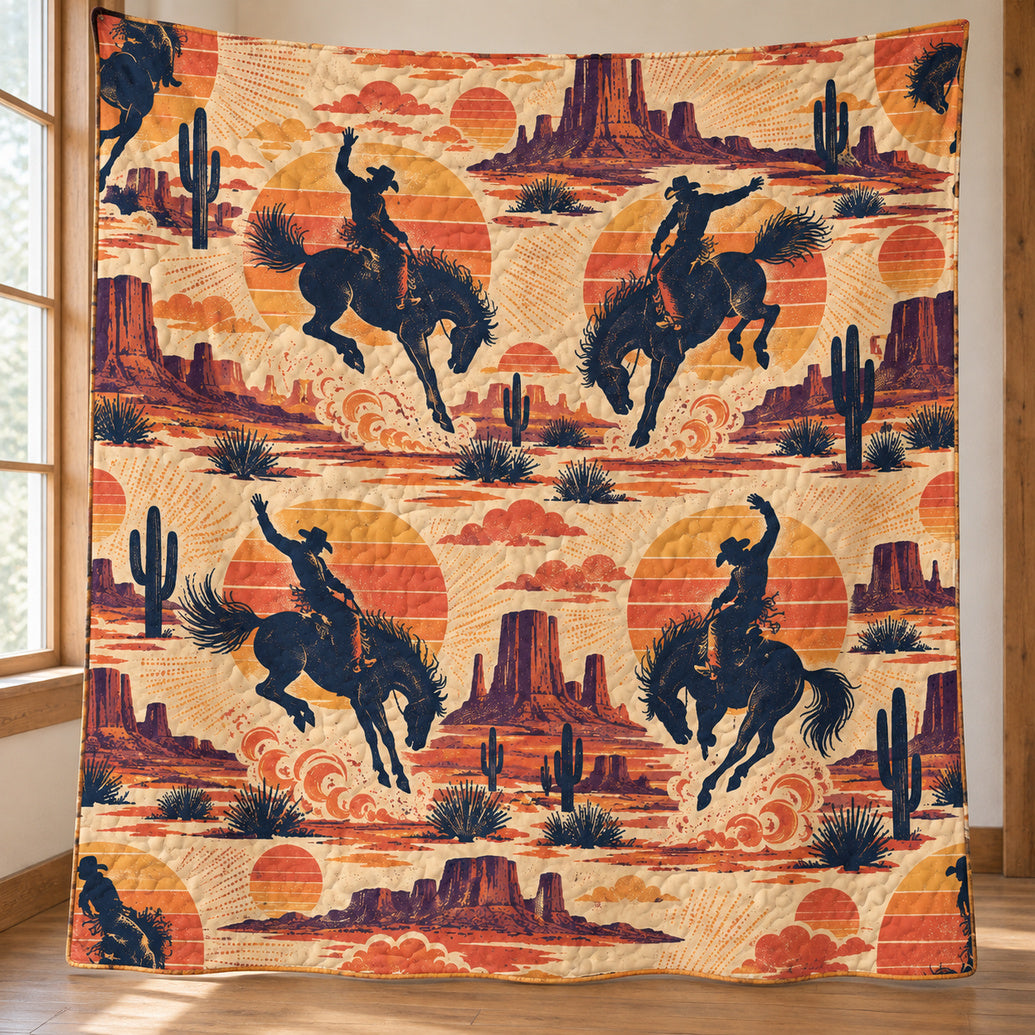 Bronco Horizon Reel Quilt Blanket
