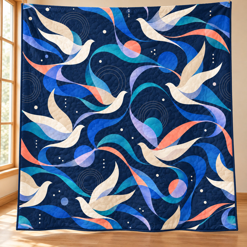 Windborne Dove Abstraction Quilt Blanket