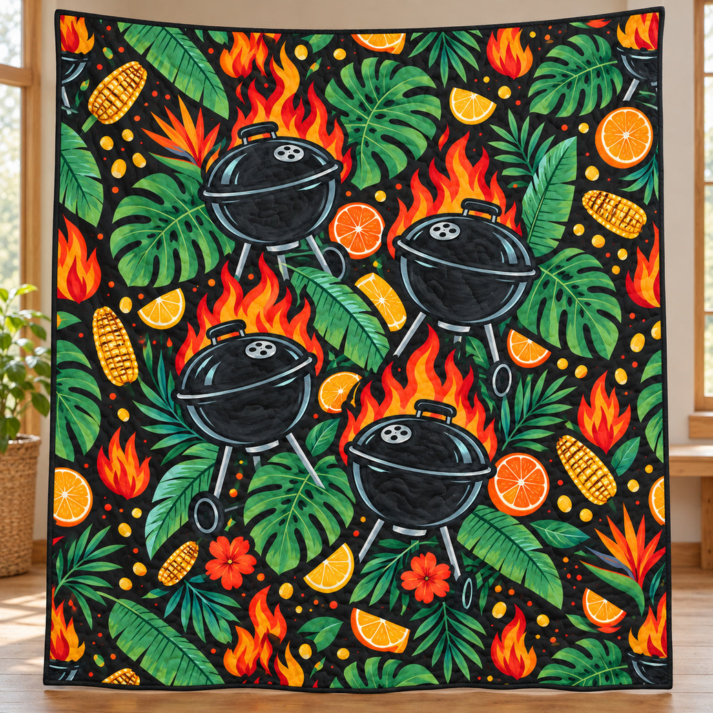 Ember Leaf Grill Social Quilt Blanket