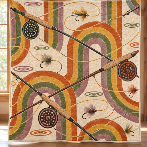 Sunset Fly Rod Archive Quilt Blanket