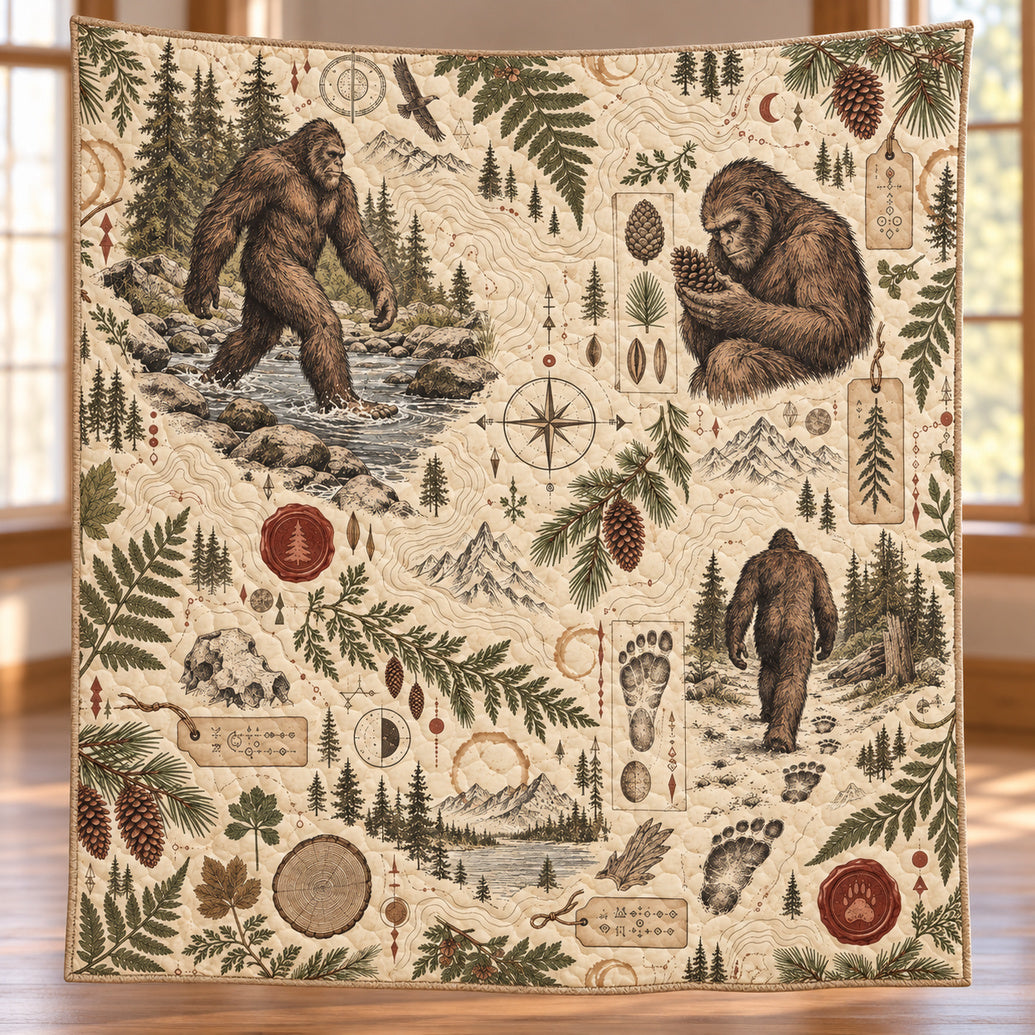 Sepia Sasquatch Field Archive Quilt Blanket