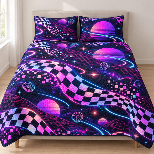 Neon Checkered Afterglow Bedding Set