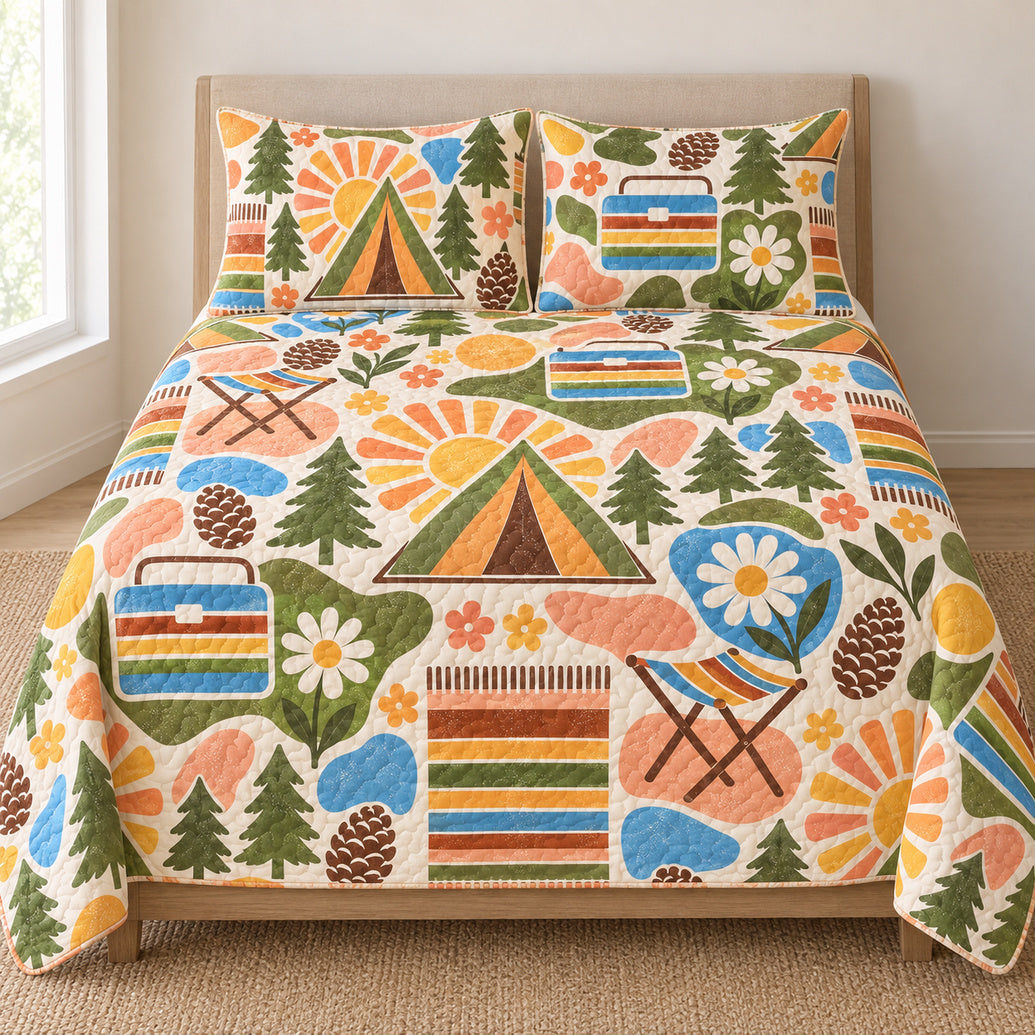 Pastel Camp Club Patchwork Bedding Set