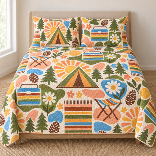 Pastel Camp Club Patchwork Bedding Set