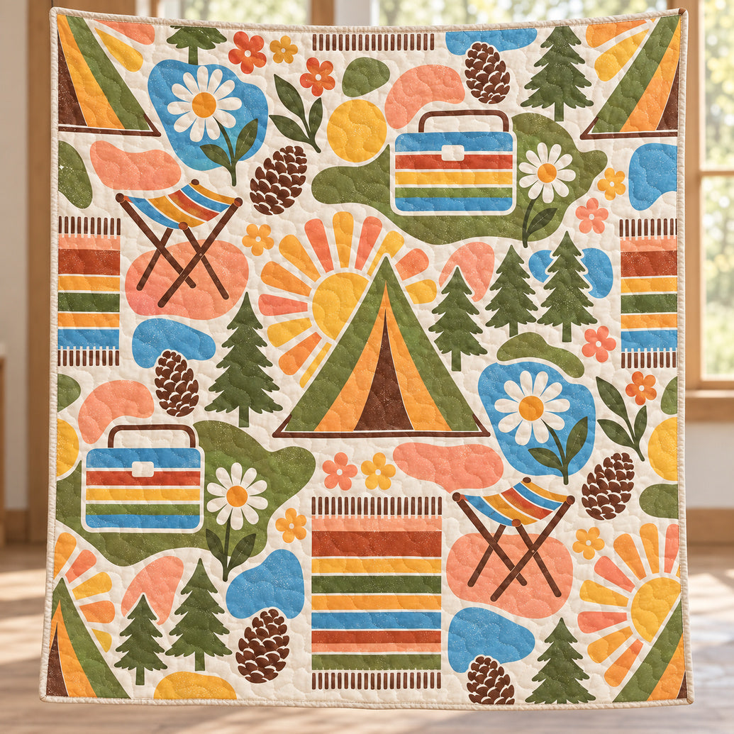 Pastel Camp Club Patchwork Quilt Blanket