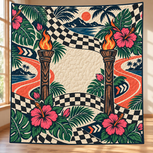 Tiki Grid Grand Prix Quilt Blanket