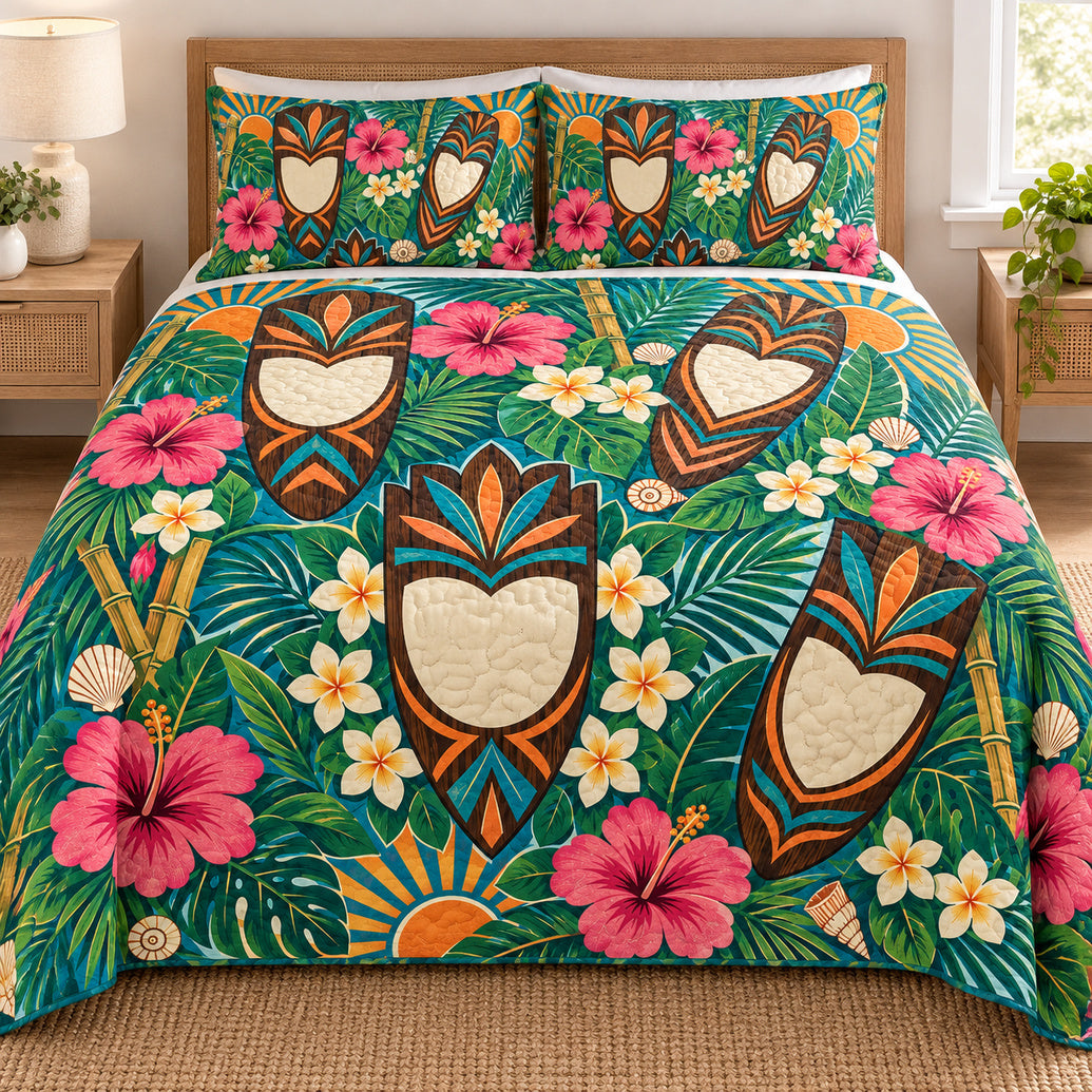 Island Carving Flower Portrait Bedding Set