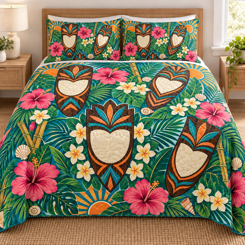 Island Carving Flower Portrait Bedding Set