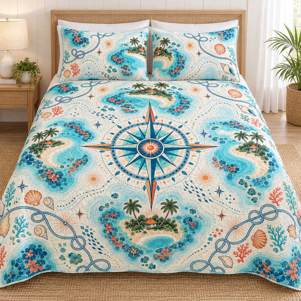 Island Compass Postcards Bedding Set
