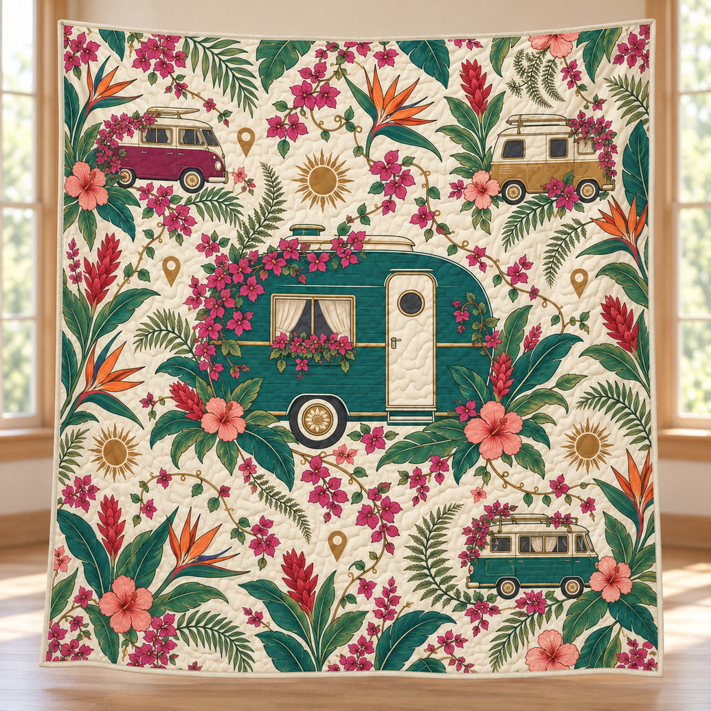 Bougainvillea Roadhouse Quilt Blanket