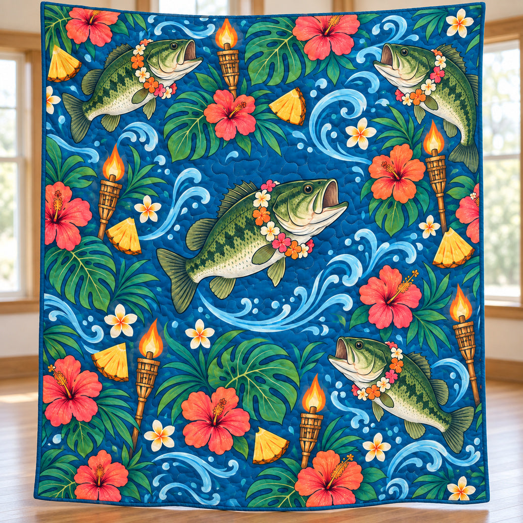 Bass Luau Lanterns Quilt Blanket