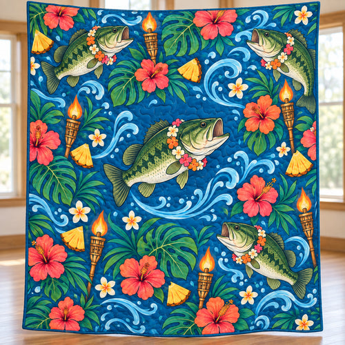 Bass Luau Lanterns Quilt Blanket