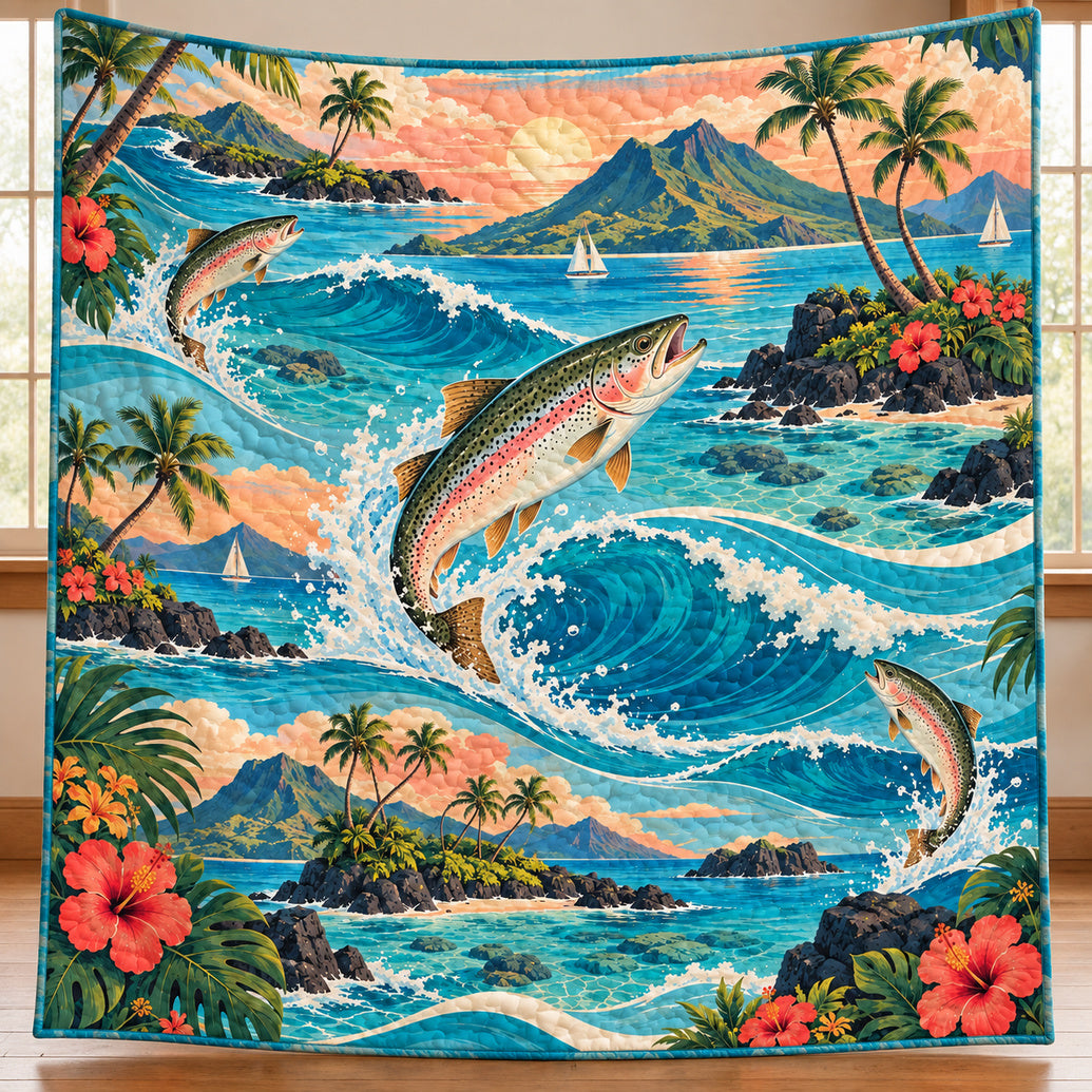 Trout Island Getaway Quilt Blanket