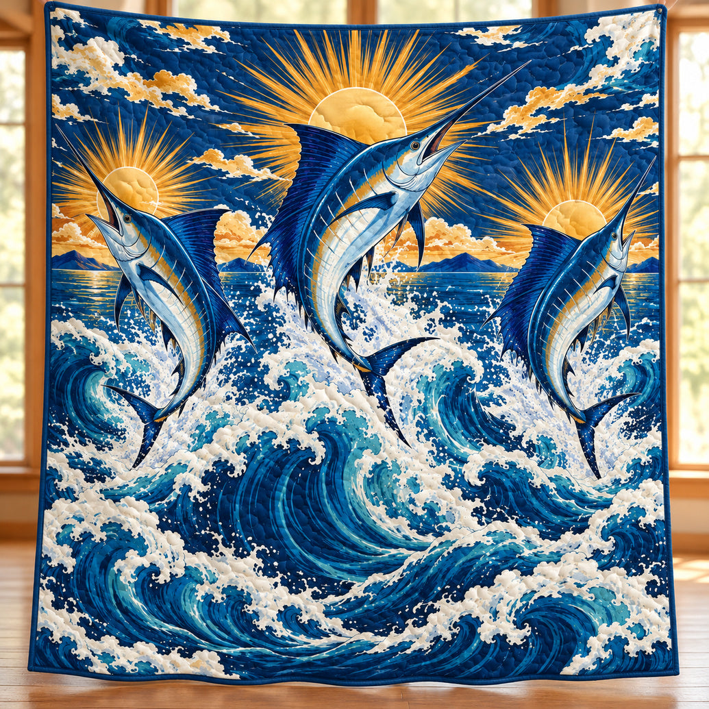 Marlin Sunburst Breakers Quilt Blanket