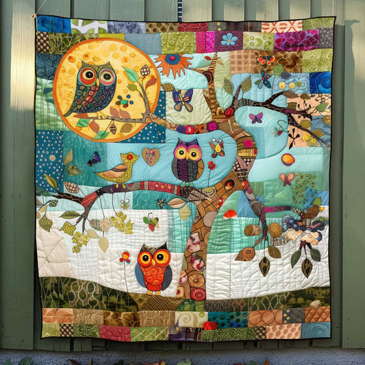 Owl Tree Patchwork Quilted Blanket - Throw (55" x 60")