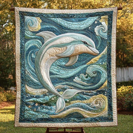 Ocean Breeze Dolphin Quilted Blanket - Throw (55" x 60")
