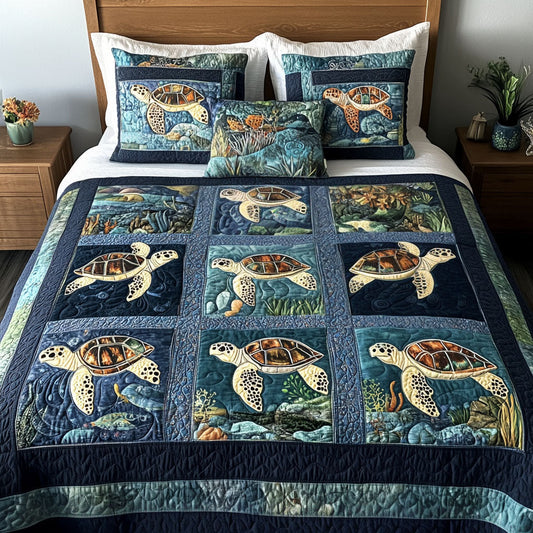 Ocean Embrace 3-Piece Quilted Bedding Set - Single (59" x 70")