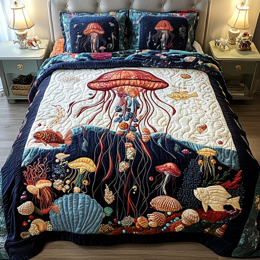Ocean Glow 3-Piece Quilted Bedding Set - Single (59" x 70")