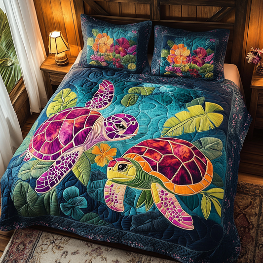 Ocean Harmony 3-Piece Quilted Bedding Set - Single (59" x 70")