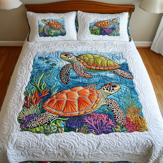 Ocean Mosaic 3-Piece Quilted Bedding Set - Single (59" x 70")