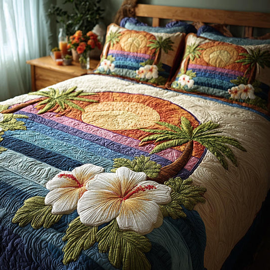 Ocean Petals 3-Piece Quilted Bedding Set - Single (59" x 70")