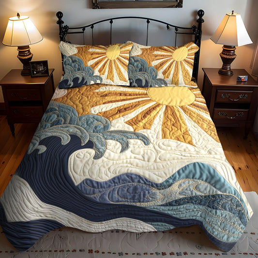 Ocean Sunrise 3-Piece Quilted Bedding Set - Single (59" x 70")