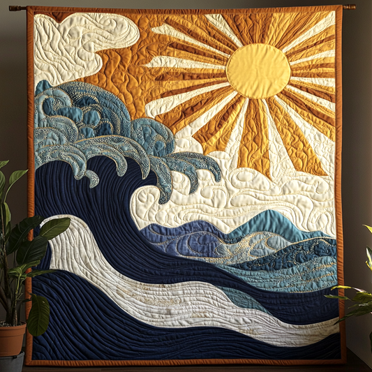Ocean Sunrise Quilted Blanket - Throw (55" x 60")