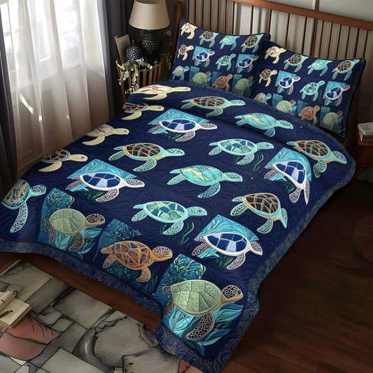 Ocean Turtle Journey 3-Piece Quilted Bedding Set - Single (59" x 70")