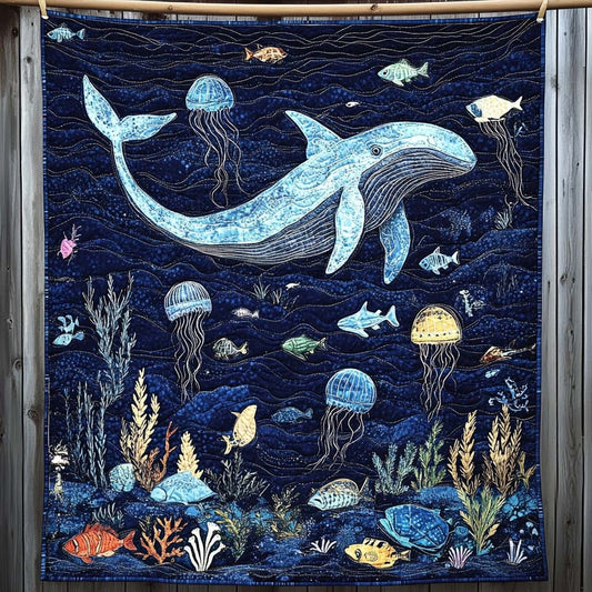 Ocean Whale Quilted Blanket - Throw (55" x 60")