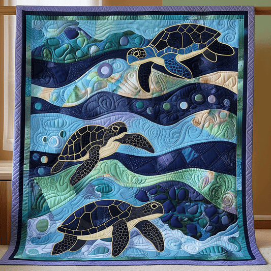 Oceanic Harmony Quilted Blanket - Throw (55" x 60")