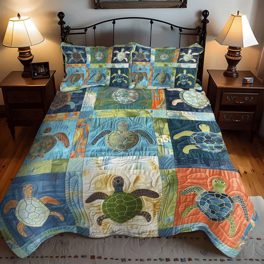 Oceanic Peace 3-Piece Quilted Bedding Set - Single (59" x 70")