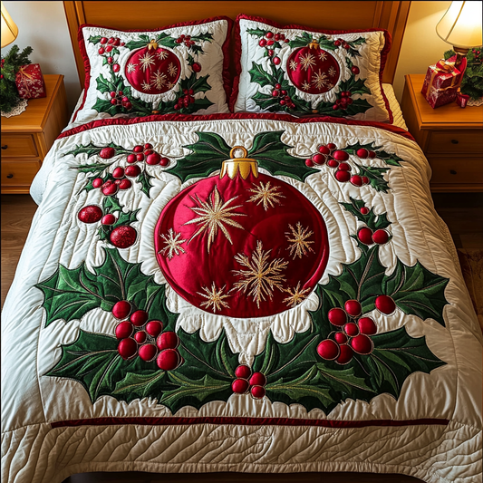 Ornament Delight 3-Piece Quilted Bedding Set - Single (59" x 70")