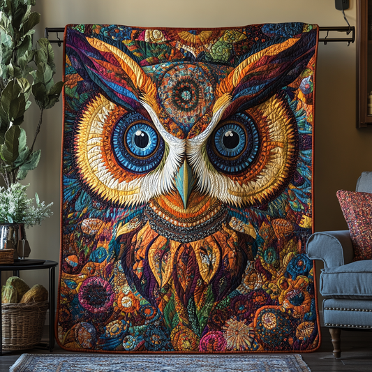 Owl Native Quilted Blanket - Throw (55" x 60")