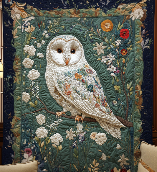 Owl Garden Quilted Blanket - Throw (55" x 60")