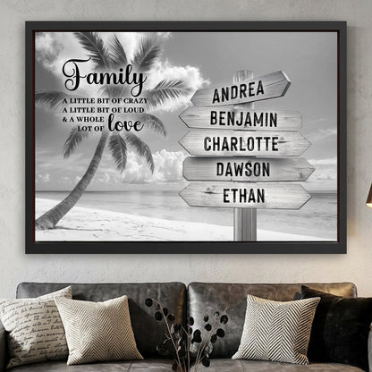 Family Whole Lot Of Love Grey Tropical Ocean Wall Sign