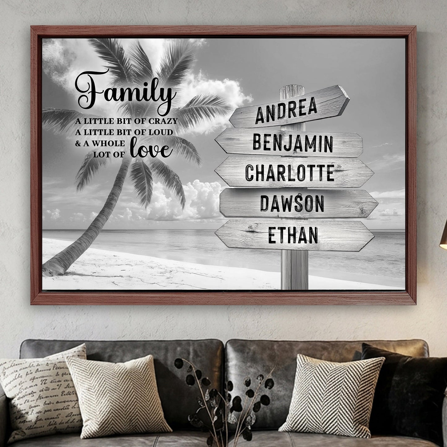 Family Whole Lot Of Love Grey Tropical Ocean Wall Sign