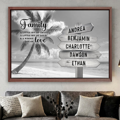 Family Whole Lot Of Love Grey Tropical Ocean Wall Sign
