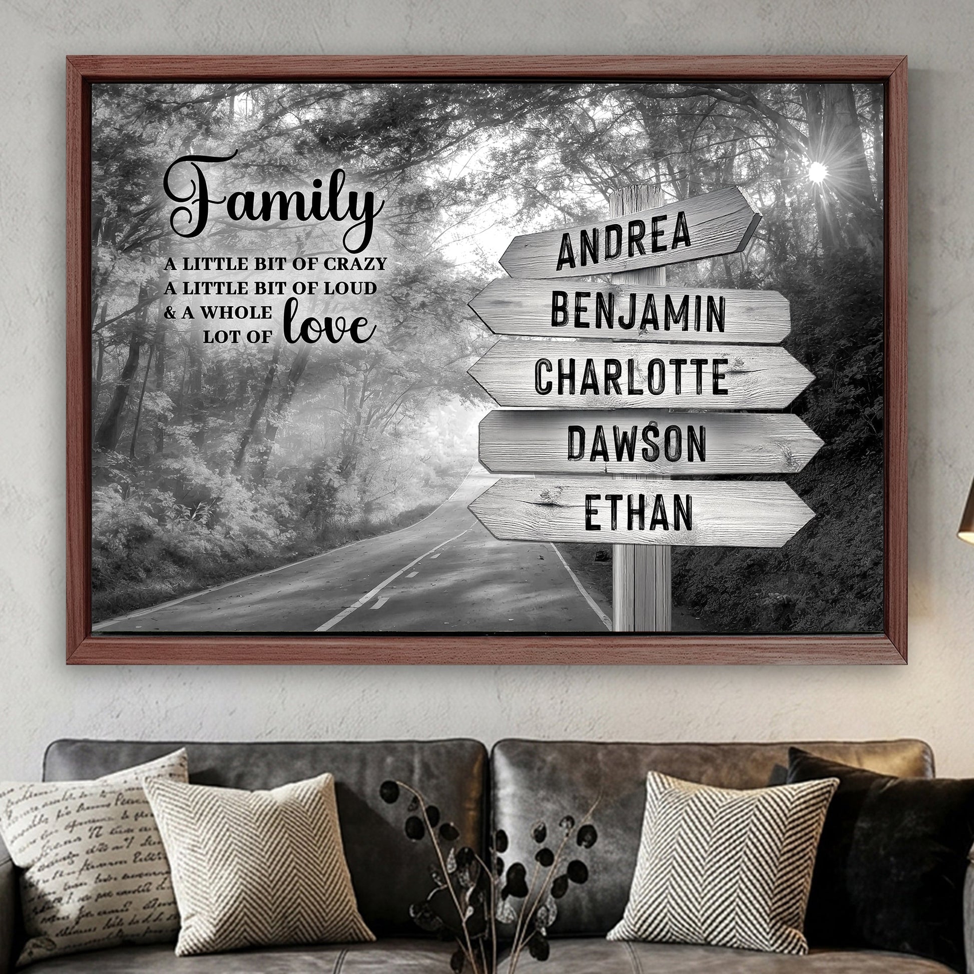 Family Whole Lot Of Love Grey Autumn Road Wall Sign