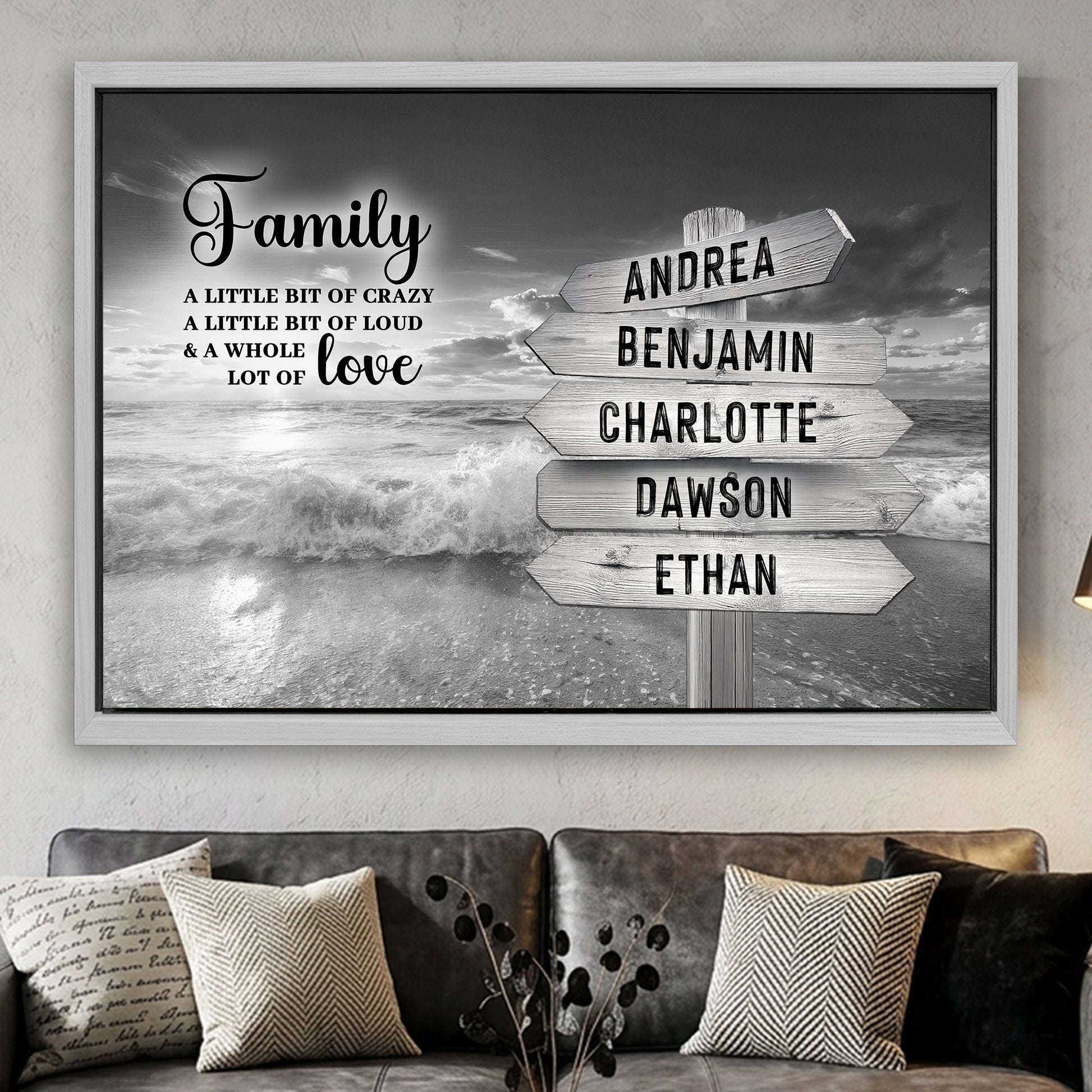 Family Whole Lot Of Love Grey Ocean Sunset Wall Sign