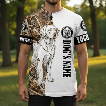 Custom Labrador Retriever Dog Camo Dry Grass All Over Print Shirt