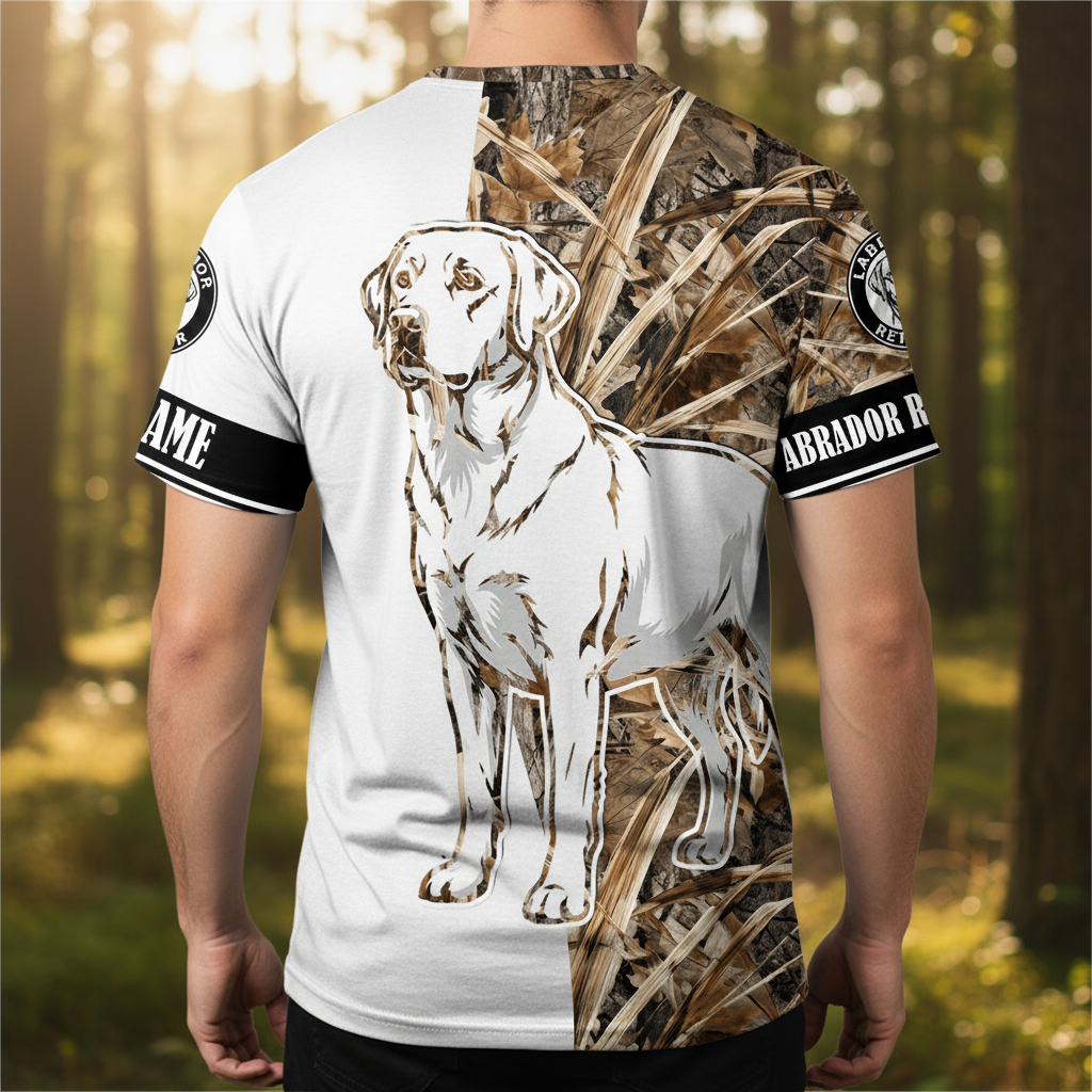 Custom Labrador Retriever Dog Camo Dry Grass All Over Print Shirt