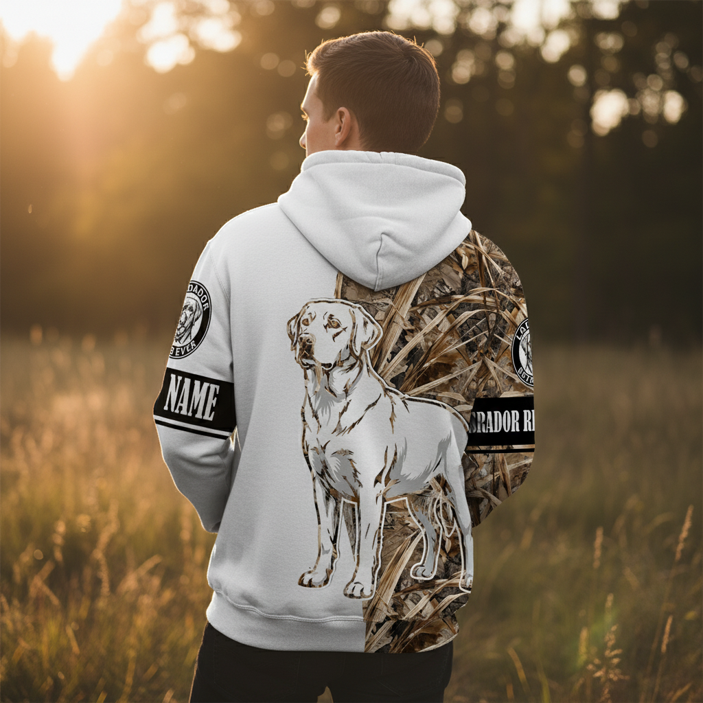 Custom Labrador Retriever Dog Camo Dry Grass All Over Print Shirt