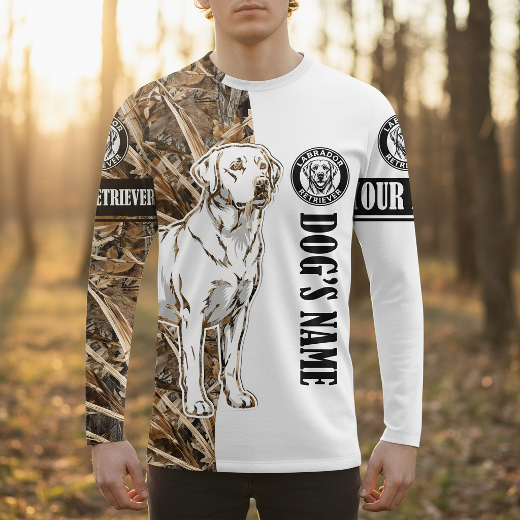 Custom Labrador Retriever Dog Camo Dry Grass All Over Print Shirt