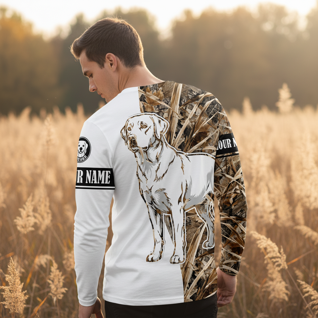 Custom Labrador Retriever Dog Camo Dry Grass All Over Print Shirt