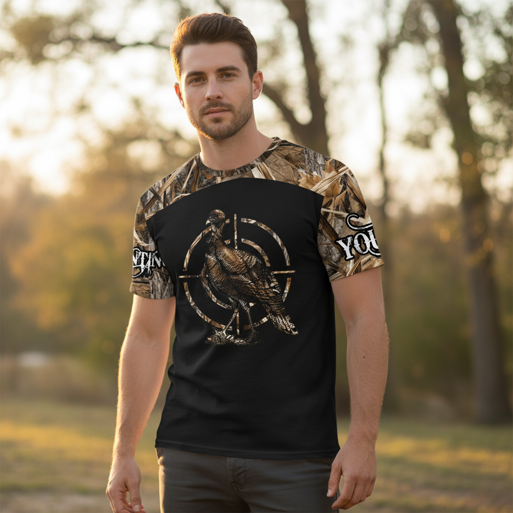 Custom Name Turkey Hunting Camo Grass All Over Print Shirt