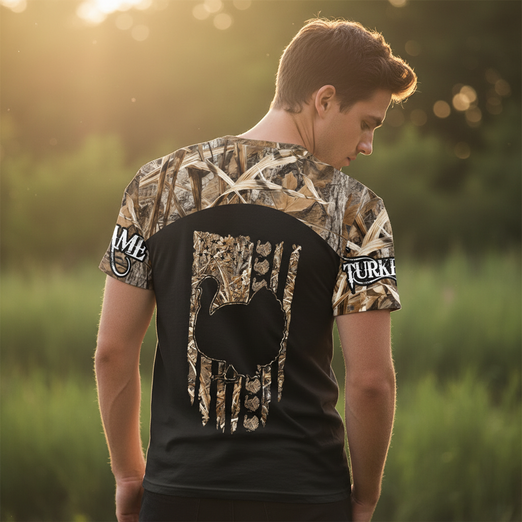 Custom Name Turkey Hunting Camo Grass All Over Print Shirt